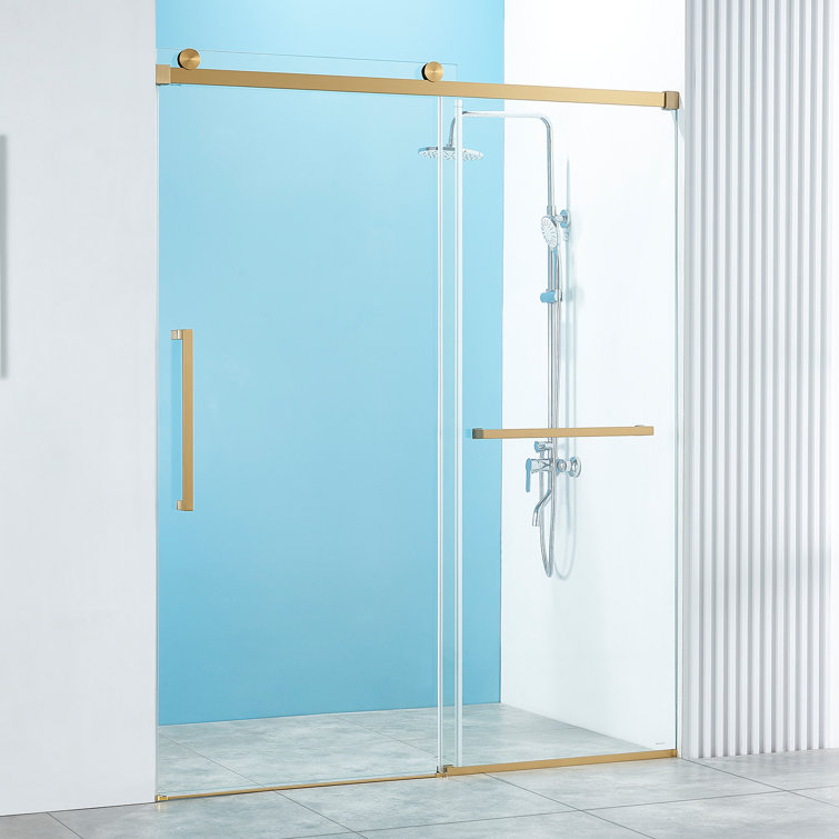 56-60'' - W x 76'' H Single Sliding Shower Door with Nano Coating Easy-clean Stainless Steel Frameless Shower door X01