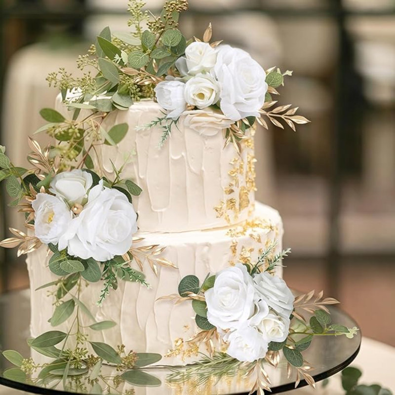 3 pièces de décoration de gâteau de mariage, Blanc