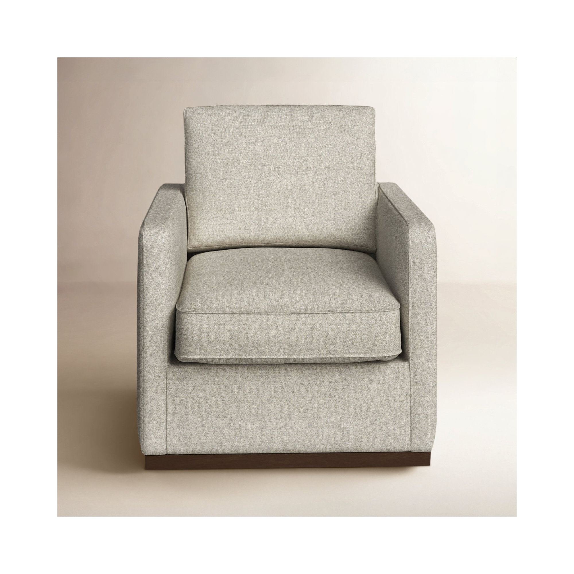 Bobbi Upholstered Swivel Armchair, Chocolate Performance Linen