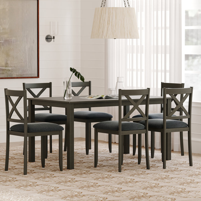 Ensemble de table de salle à manger moderne en bois massif et en bois massif gris (1 ensemble de table et 3 chaises (ensemble de 2))