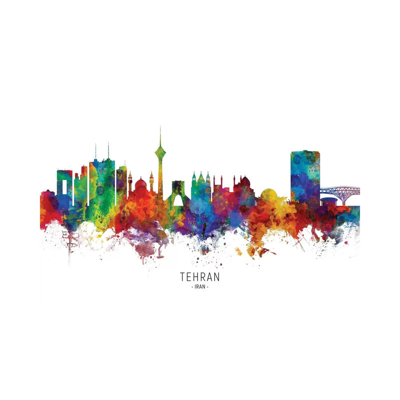 " Tehran Iran Skyline " by Michael Tompsett, 12" H x 18" W x 1.5" D