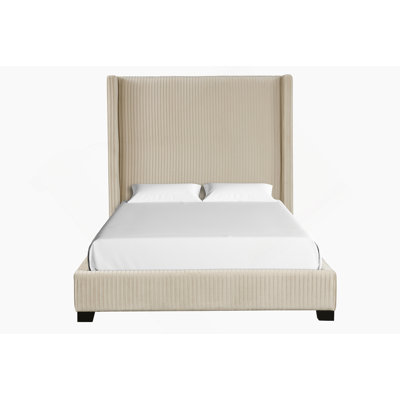 King Upholstered Bed in a Box Beige