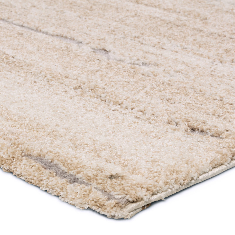 Tapis abstrait brun clair / crème Quanda (3 pi x 10 pi) Quanda, Tapis de couloir : 3 pi x 10 pi