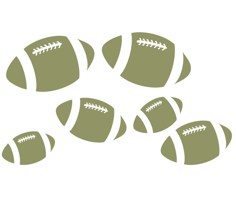 Décalcomanie murale footballs, Olive, H 18 po x l 31 po x P 0,01 po