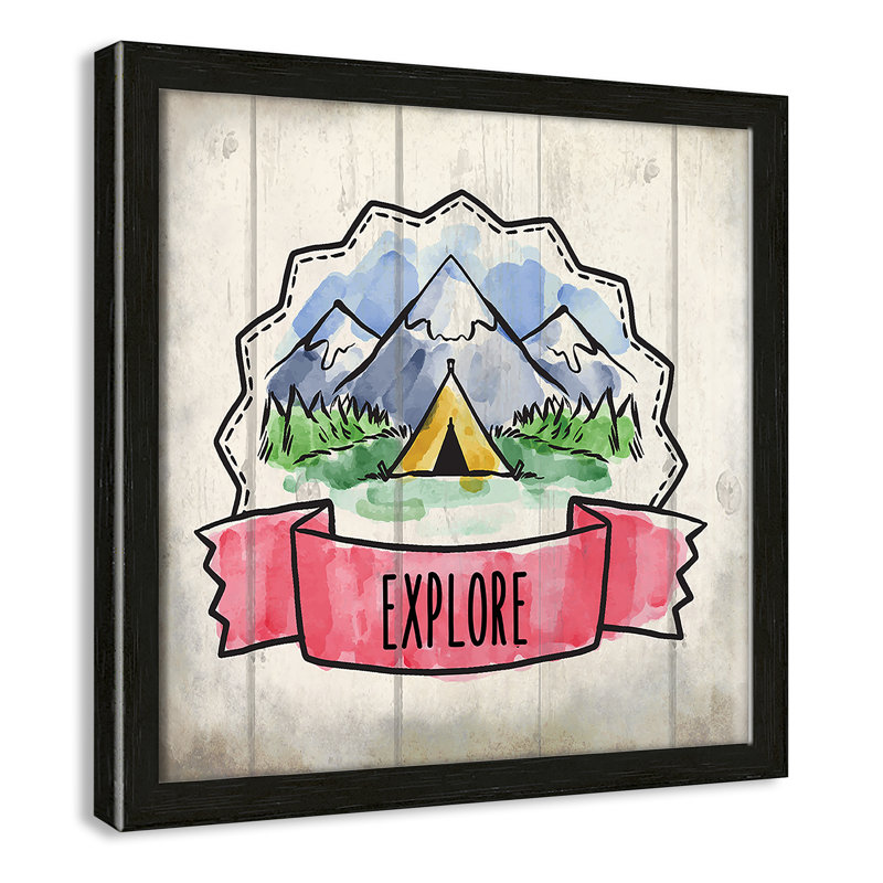 «Adventure is out There 2», art encadré, 12" H x 12" W x 1.18" D, Cadre boîte à grain de bois noir