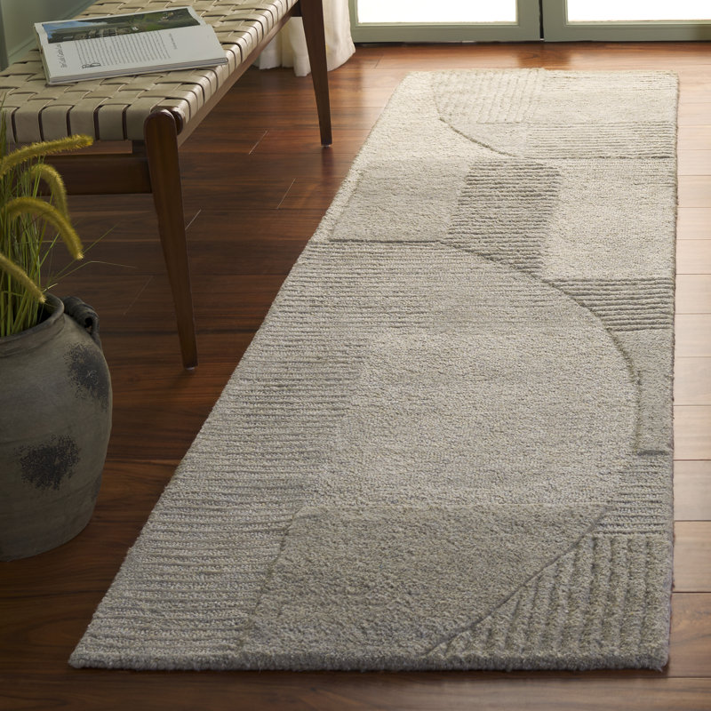 Frespech 401 Hand Tufted Polyester Pile Geometric Shapes Indoor Use Only Rug, Runner 2'3" x 9'