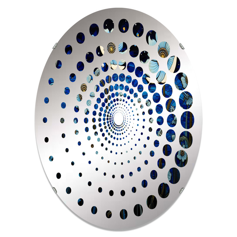 Moonlight Flower Field Dreams II - Miroir décoratif spiralé à pois | Ovale, L 20 po x H 30 po