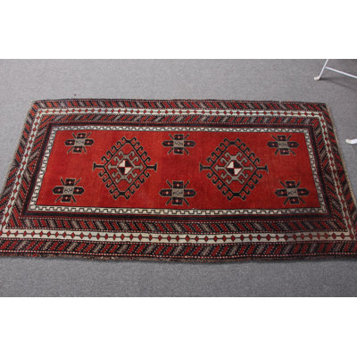 Vintage Turkish Anatolian Rug: Decorative Red Wool Small Rug Ideal for Entry Areas or Boho Decor