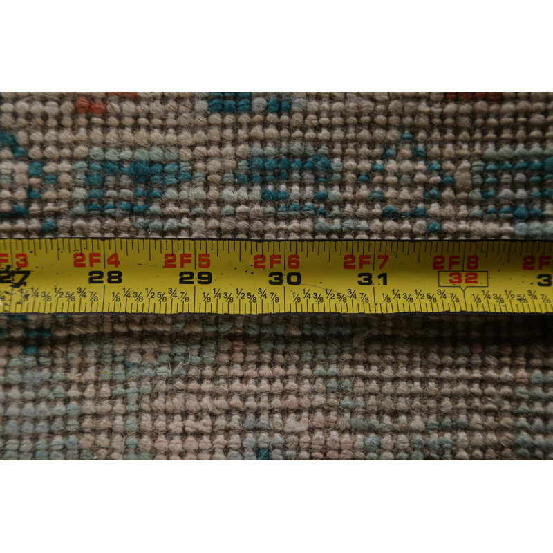 Tapis beige en laine noué à la main de conception unique nouvel âge 2 pi x 2 pi 11 po Rezki