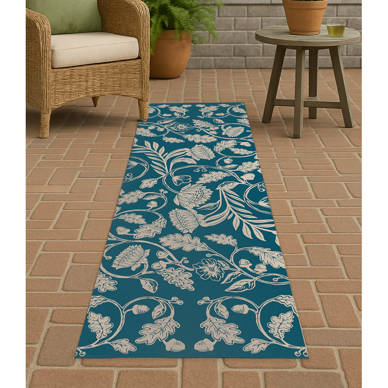 Autumn Vines Non Slip Outdoor Rug, Runner 2'6" x 8'
