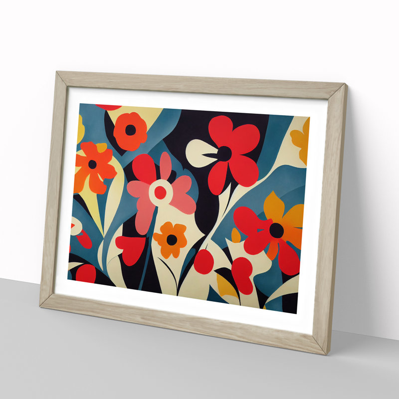 Evolving Abstract Flowers - Framed Print, 46cm H x 64cm W x 2cm D, Oak