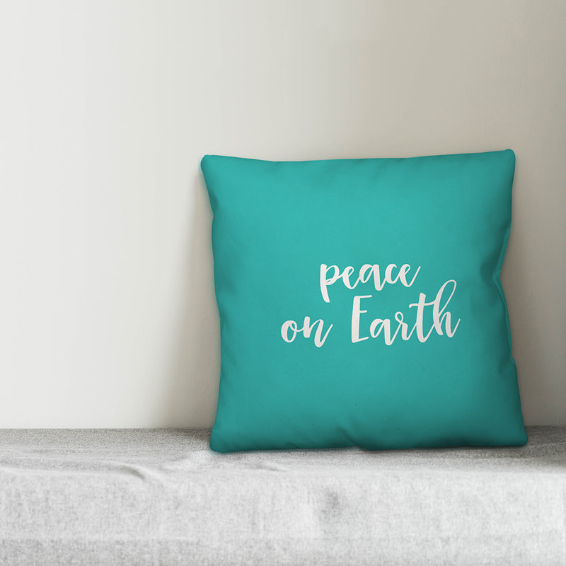  Coussin Peace on Earth, Bleu sarcelle, Coussin décoratif