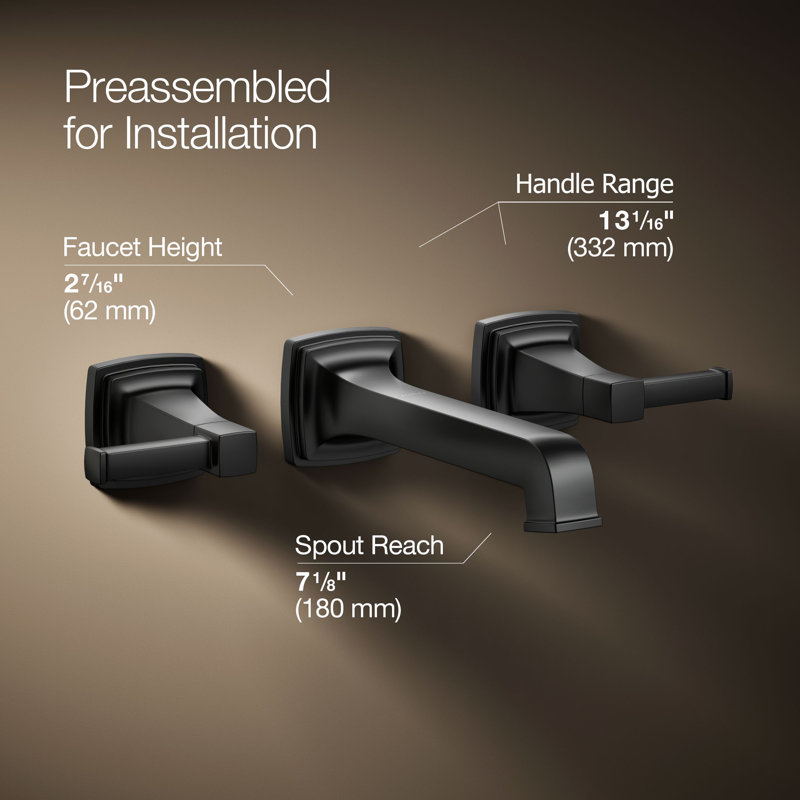 Riff Wall-Mount Bathroom Sink Faucet Trim, Matte Black