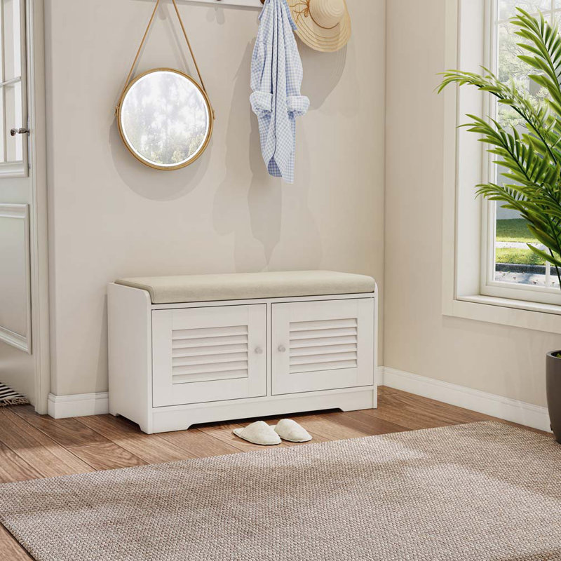 Banc de rangement pour chaussures 28,74 po avec armoire 2 portes