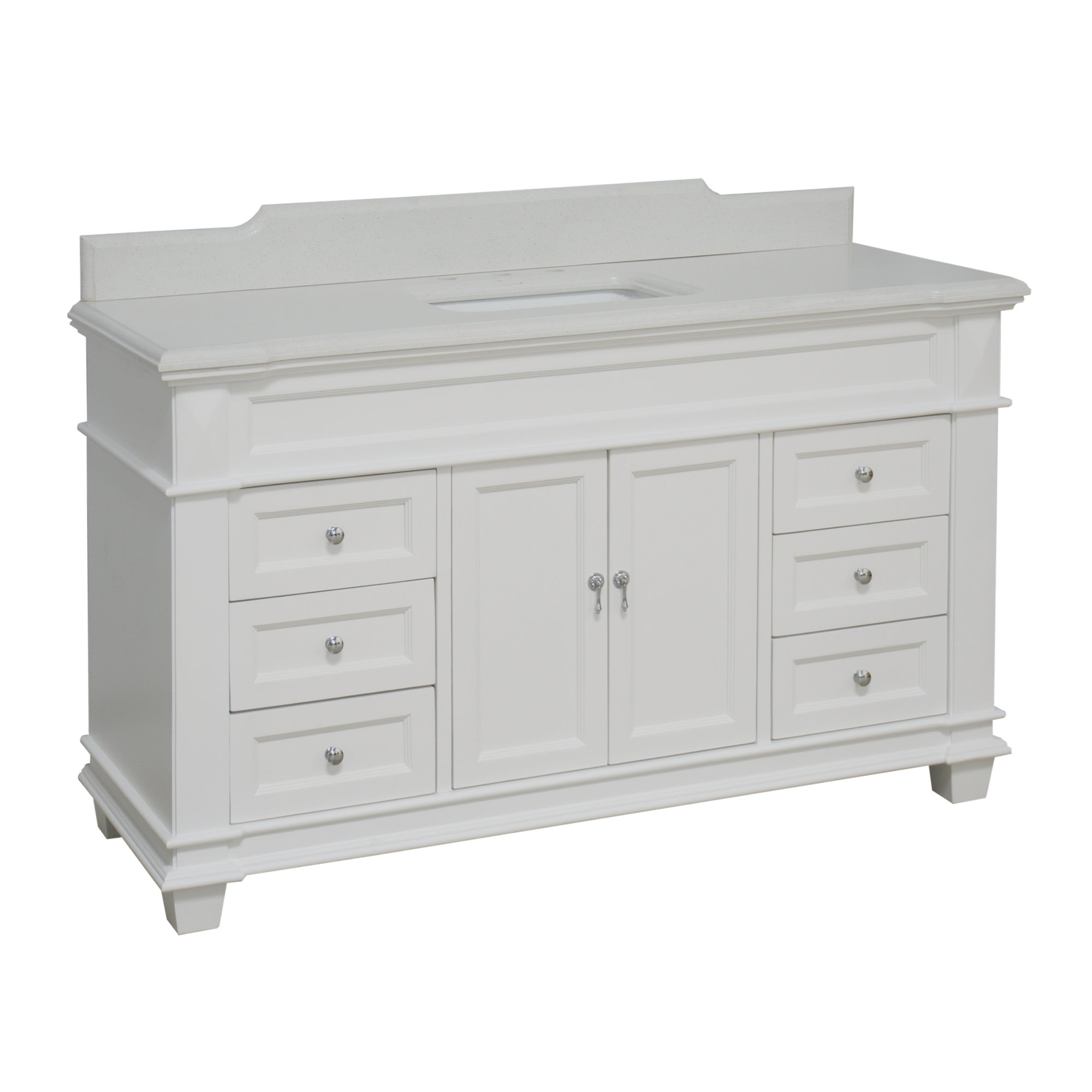 Ensa 60'' Single Bathroom Vanity, White, Quartz
