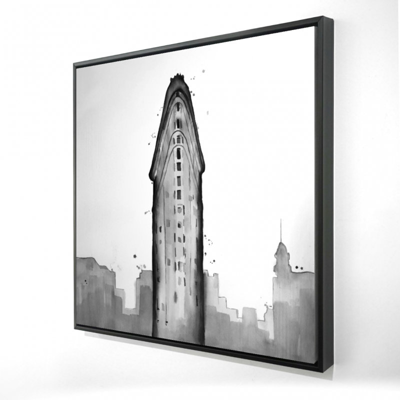Flatiron Building Canvas Art - Black & White Framed Decor