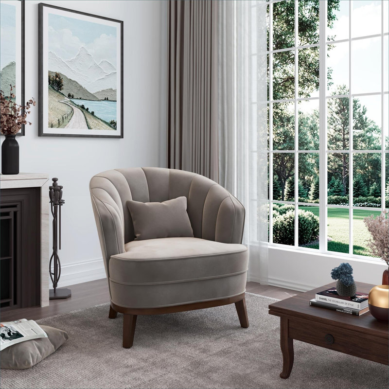 Fauteuil d'appoint rembourré de luxe, siège simple capitonné en tissu gris doux