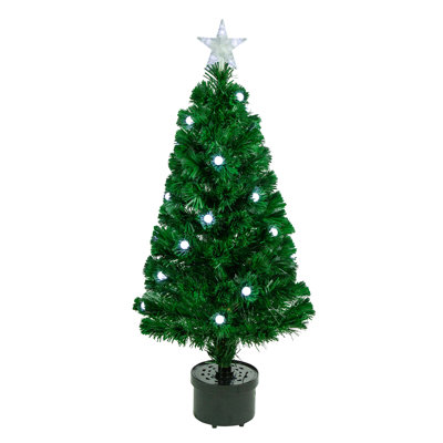 Arbre de Noël artificiel à fibre optique 3 pi avec boules