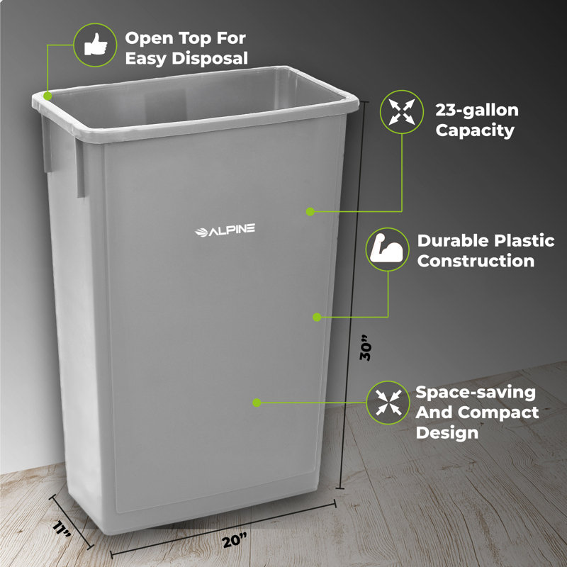 Ensembles de poubelles en plastique 23 gallons, Gris