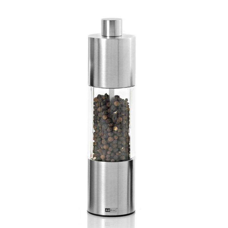 AdHoc Medium Stainless Steel and Acrylic Salt and Pepper Mill