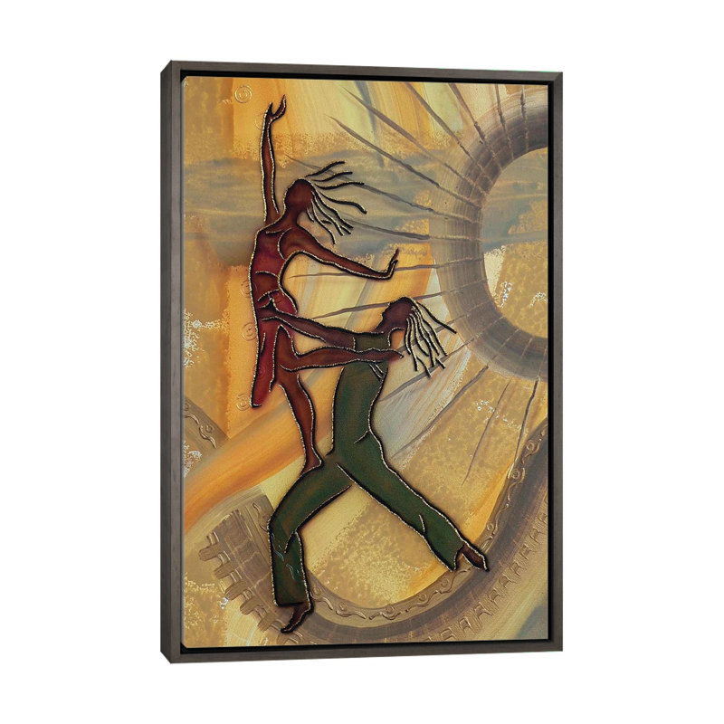 Danseurs par Fred Odle-impression, Pas de tapis, H 26 po x l 18 po x 1,5 po, Toile encadrée de bois rustique foncé