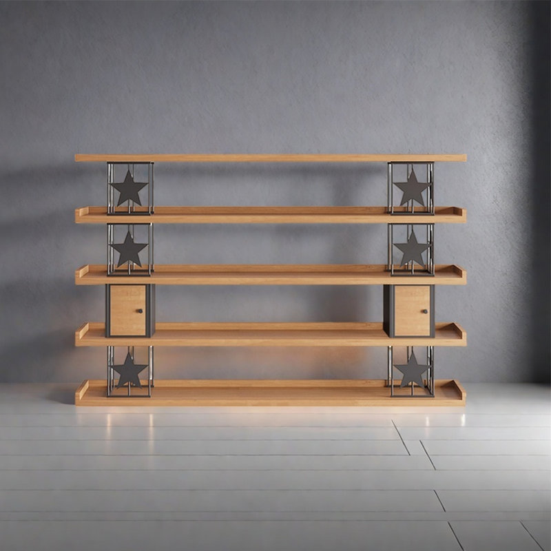 Useful and good-looking bookcase, (5 Shelves) 57"H x 86.6"W x 13.7"D, Brown/Black