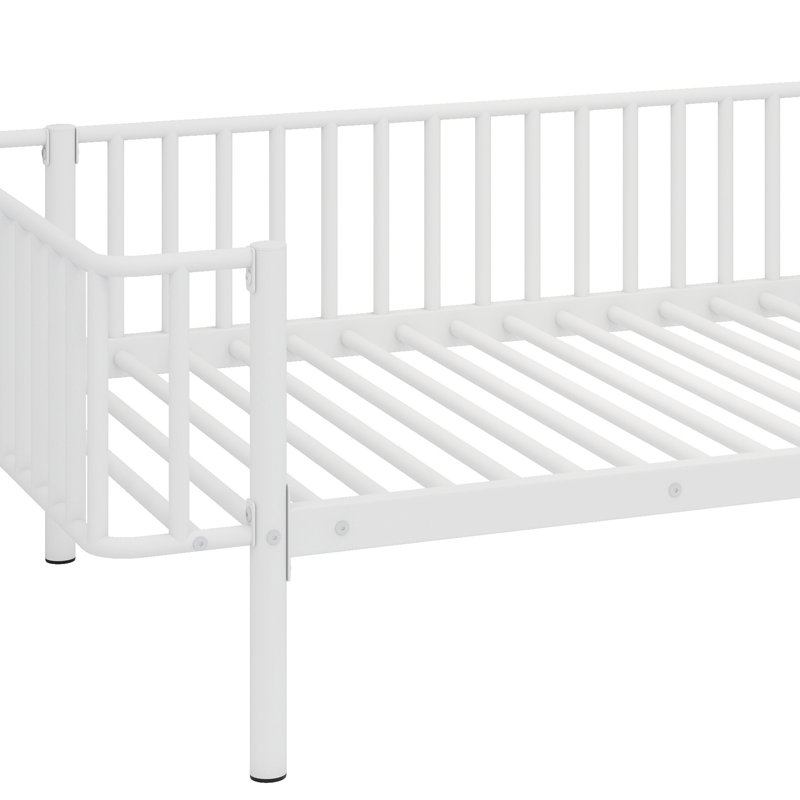 Durable Steel Slat Support Daybed with Sturdy Metal Frame, White