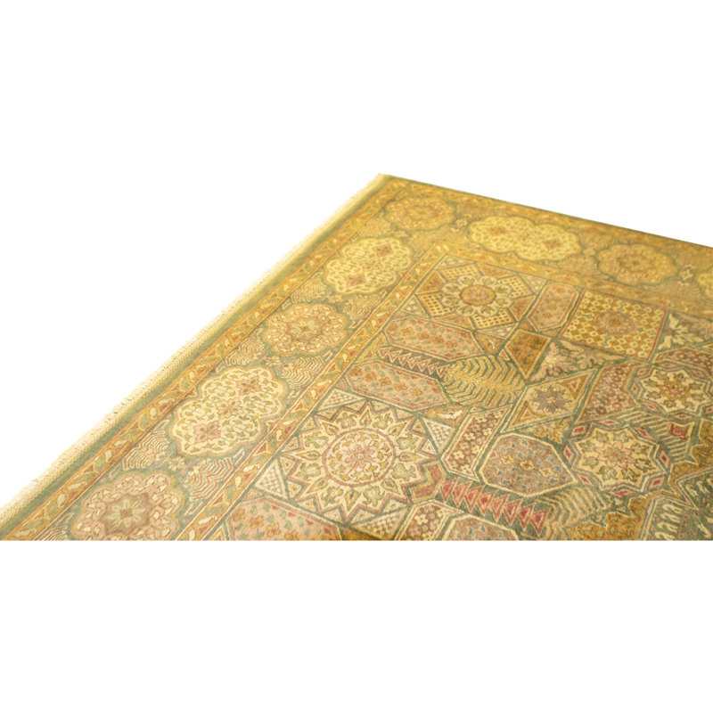 Tapis vert clair de haute qualité noué à la main