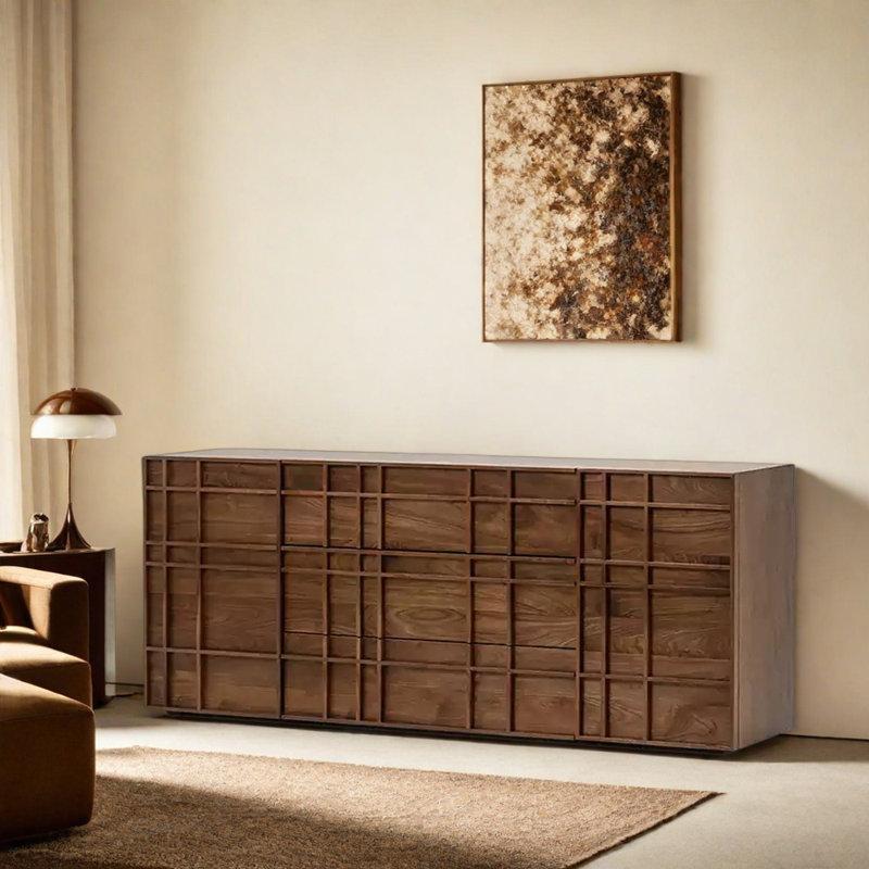 Buffet rétro et sophistiqué, Noyer, H 35,43 po x L 70,87 po x l 15,75 po