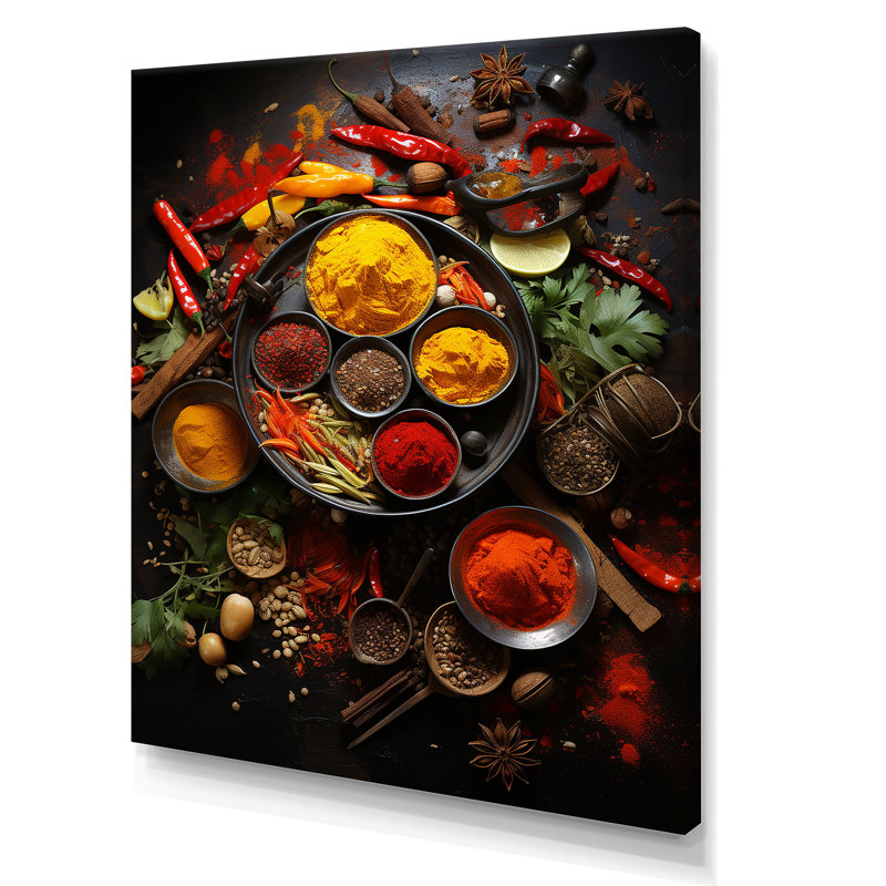 Indian Art Spices Of India 3 - Art mural indien, Toile tendue, 32" H x 24" W