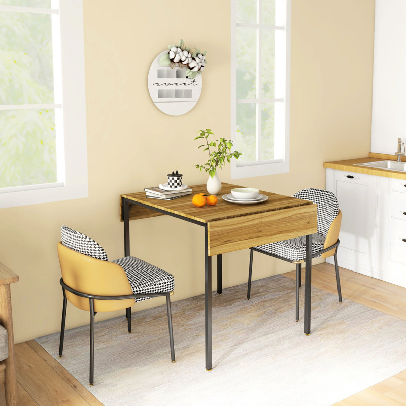Industrial Kitchen Table, Walnut Space Saving Drop Leaf Folding For 2 - 4 Usage 4,