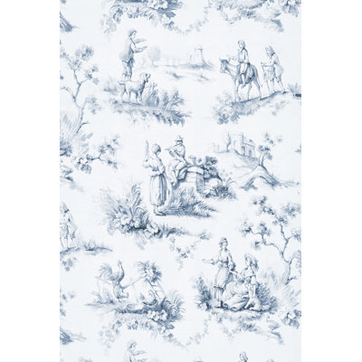 Toile Design In Blue by Baxter Mill Archive - Wrapped Canvas Print