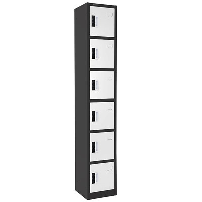 72" x 12" x 12" 6-Door Steel 6-Tier Locker with Digital Lock - Employee & Student Storage for Schools, Gym, Workplace - Includes Hooks, Ventilation & Card Holder - Easy Assembly