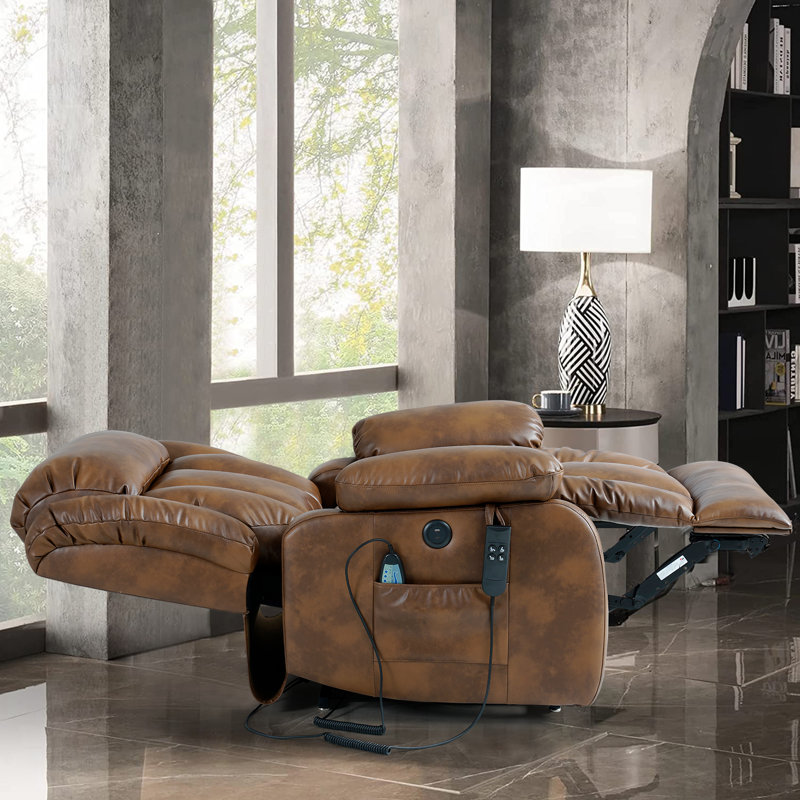 Fauteuil inclinable électrique 40,7 po, Similicuir brun clair