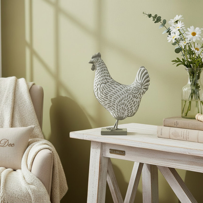 Haight Metal Décor Rooster White & Sage
