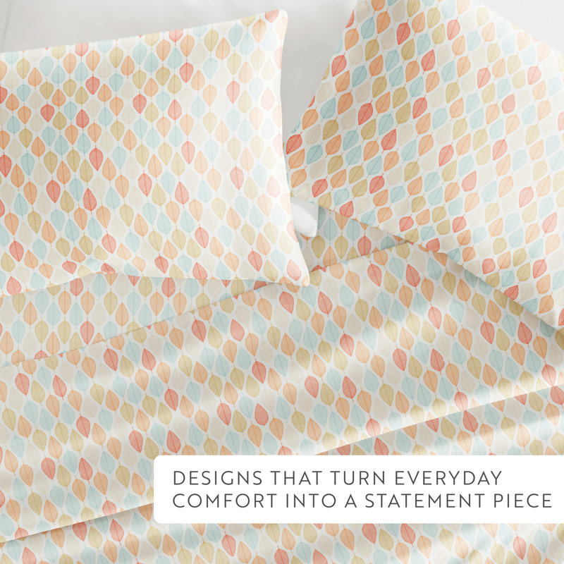 Home Fall Foliage Pattern Microfiber Sheet Set, Twin