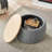 Round Storage Ottoman,2 in 1 Function, Work as End table and Ottoman-1169334064
