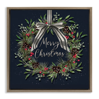 Couronne de Noël suspendue avec cadre flottant à nœuds, design par Elizabeth Tyndall