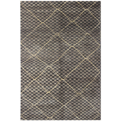 Rectangle 172 cm x 255 cm Geometric Hand Knotted Area Rug