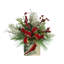 Snow Covered Greens And Berries In Cardinal Vase