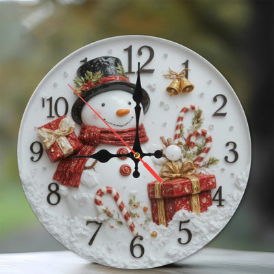 Christmas-Clock-With-Snowman-And-Gifts