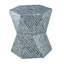 Tabouret d'appoint moderne géométrique bleu avec incrustation de Capiz, table d'appoint hexagonale pour le salon, la chambre à coucher ou le vestibule