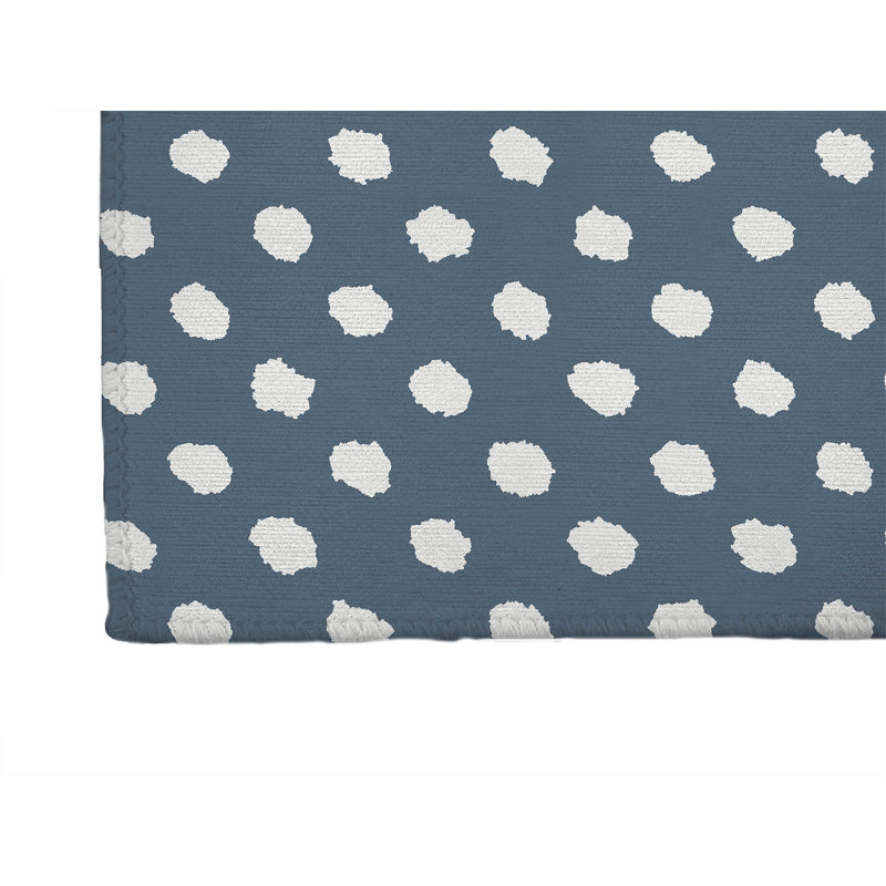 Grunge Dot Kids Play Mat, Blue, Rectangle 5' x 7'