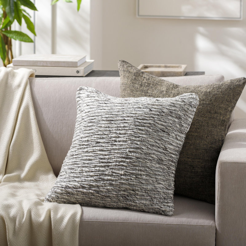 Coussin Elowyn, 18 po x 18 po, Housse de coussin seulement - sans coussin, Ardoise pâle