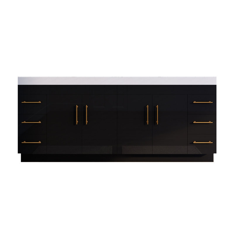 Ensemble de meuble-lavabo double Spring, Lustre noir, 84"