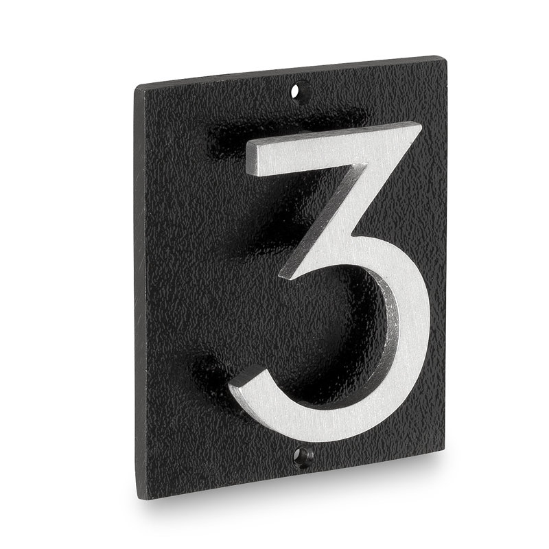 Plaque d’adresse murale sur 1 ligne flottante, Noir, Aluminium brossé, Oui
