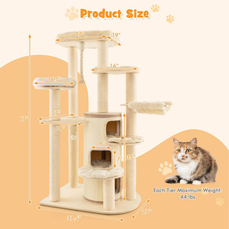 Multi-Level Cat Tree With 3-Storey Cat Condo