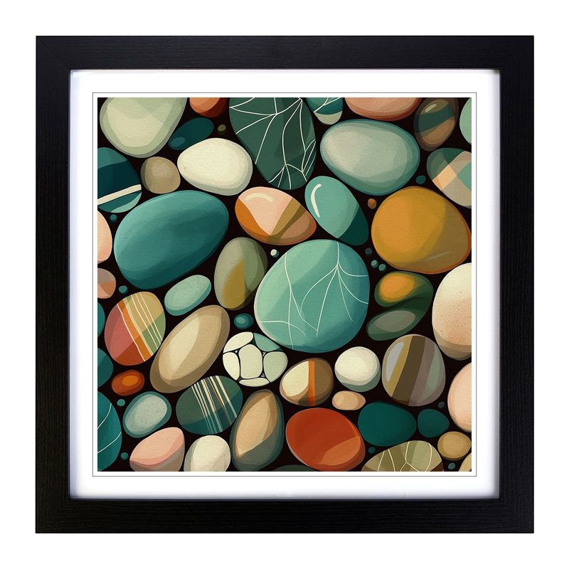 Pebbles Graphic Art No.1 - Framed Print, Black