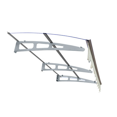 Auvent de fenêtre de 79 po x 34 po pour maison à murs en bois, avec plaque de polycarbonate de 0,137 po d'épaisseur et support stable en alliage d'aluminium. Auvent pour toiture, mur, protection thermique et UV 80+.