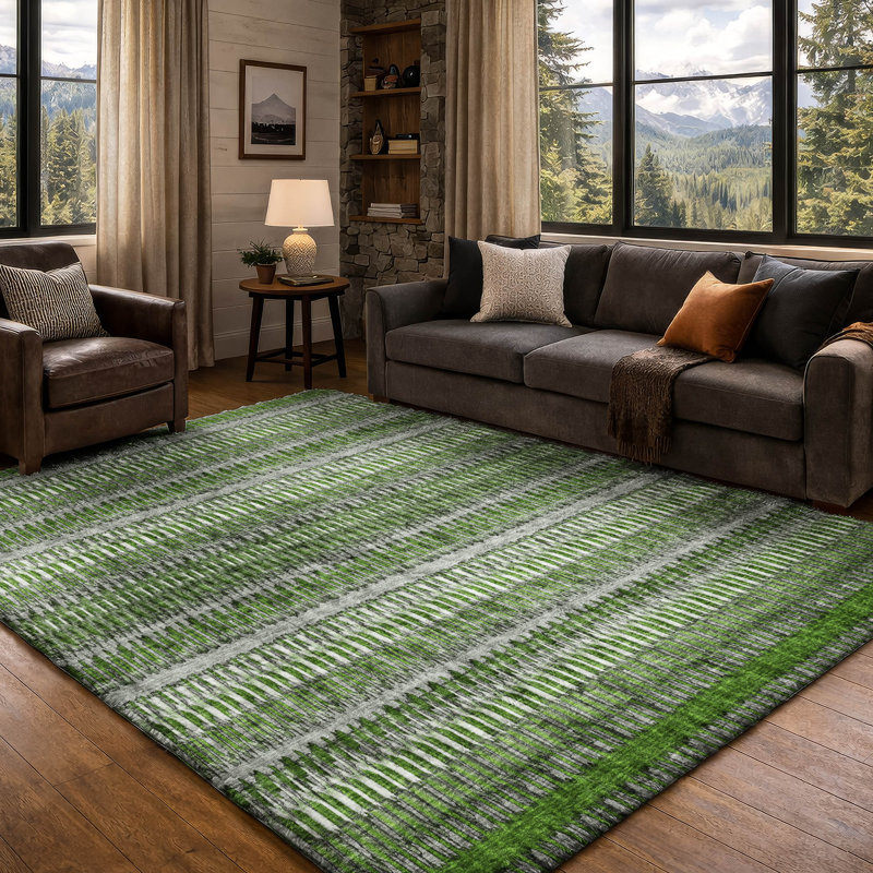 Tapis à poil long de qualité supérieure lavable à la machine Dream ADS589, Green, 3' x 5'